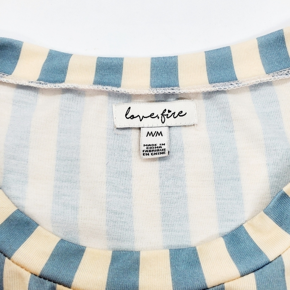 Love Fire Light Blue & White Striped Twist Side Sleeveless Top - Picture 5 of 7